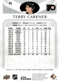 2020-21 SP Signature Edition Legends #93 Terry Carkner Back