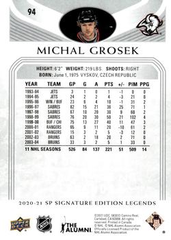 2020-21 SP Signature Edition Legends #94 Michal Grosek Back