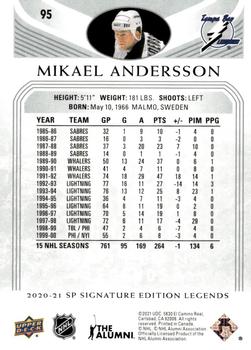 2020-21 SP Signature Edition Legends #95 Mikael Andersson Back