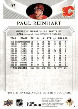 2020-21 SP Signature Edition Legends #97 Paul Reinhart Back