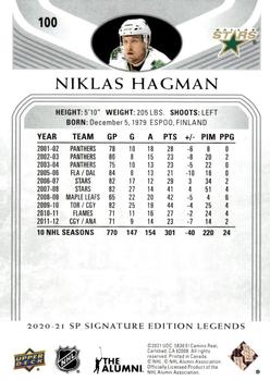 2020-21 SP Signature Edition Legends #100 Niklas Hagman Back