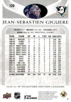 2020-21 SP Signature Edition Legends #120 Jean-Sebastien Giguere Back