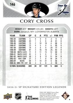 2020-21 SP Signature Edition Legends #146 Cory Cross Back