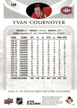 2020-21 SP Signature Edition Legends #149 Yvan Cournoyer Back