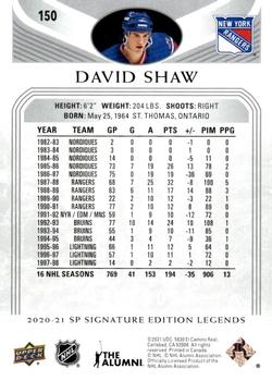 2020-21 SP Signature Edition Legends #150 David Shaw Back