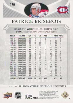 2020-21 SP Signature Edition Legends #170 Patrice Brisebois Back