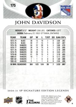 2020-21 SP Signature Edition Legends #175 John Davidson Back