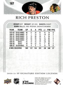 2020-21 SP Signature Edition Legends #187 Rich Preston Back