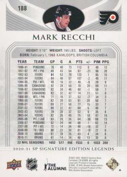 2020-21 SP Signature Edition Legends #188 Mark Recchi Back