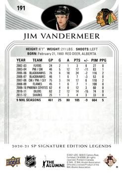 2020-21 SP Signature Edition Legends #191 Jim Vandermeer Back