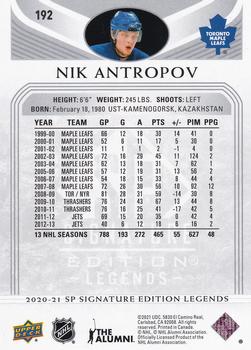 2020-21 SP Signature Edition Legends #192 Nik Antropov Back