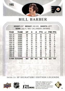 2020-21 SP Signature Edition Legends #195 Bill Barber Back