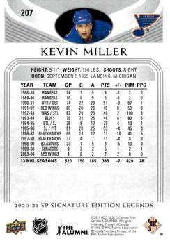 2020-21 SP Signature Edition Legends #207 Kevin Miller Back