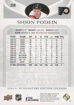 2020-21 SP Signature Edition Legends #208 Shjon Podein Back