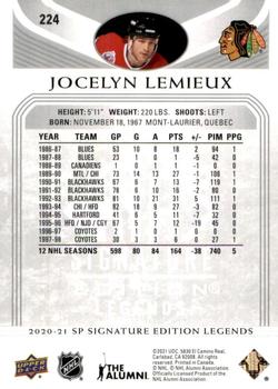 2020-21 SP Signature Edition Legends #224 Jocelyn Lemieux Back