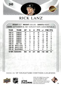 2020-21 SP Signature Edition Legends #240 Rick Lanz Back