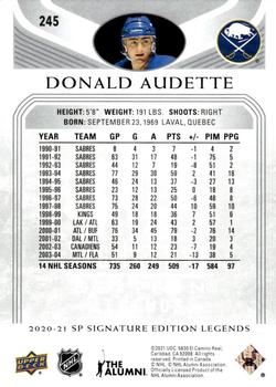 2020-21 SP Signature Edition Legends #245 Donald Audette Back