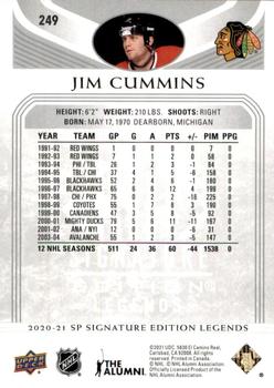2020-21 SP Signature Edition Legends #249 Jim Cummins Back