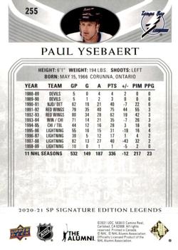 2020-21 SP Signature Edition Legends #255 Paul Ysebaert Back