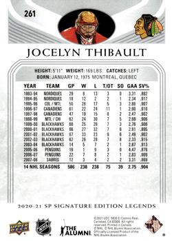 2020-21 SP Signature Edition Legends #261 Jocelyn Thibault Back