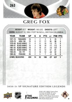 2020-21 SP Signature Edition Legends #263 Greg Fox Back