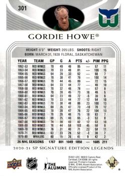 2020-21 SP Signature Edition Legends #301 Gordie Howe Back