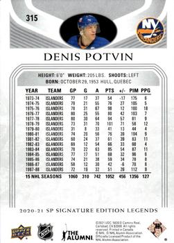 2020-21 SP Signature Edition Legends #315 Denis Potvin Back