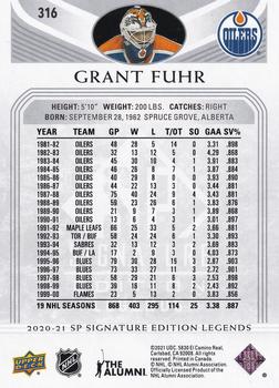 2020-21 SP Signature Edition Legends #316 Grant Fuhr Back
