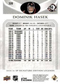 2020-21 SP Signature Edition Legends #320 Dominik Hasek Back