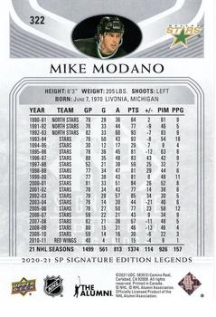2020-21 SP Signature Edition Legends #322 Mike Modano Back