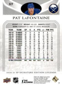 2020-21 SP Signature Edition Legends #327 Pat LaFontaine Back