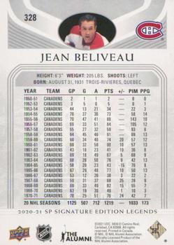 2020-21 SP Signature Edition Legends #328 Jean Beliveau Back