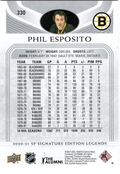 2020-21 SP Signature Edition Legends #330 Phil Esposito Back