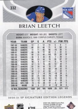 2020-21 SP Signature Edition Legends #332 Brian Leetch Back