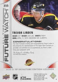2020-21 SP Signature Edition Legends #355 Trevor Linden Back
