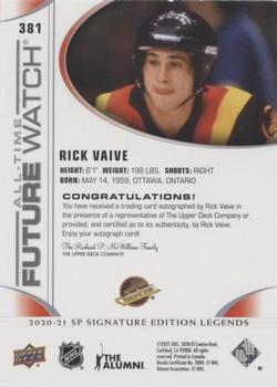 2020-21 SP Signature Edition Legends #381 Rick Vaive Back