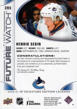 2020-21 SP Signature Edition Legends #395 Henrik Sedin Back