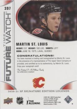 2020-21 SP Signature Edition Legends #397 Martin St. Louis Back