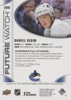 2020-21 SP Signature Edition Legends #398 Daniel Sedin Back