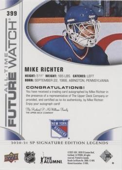 2020-21 SP Signature Edition Legends #399 Mike Richter Back