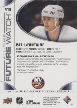 2020-21 SP Signature Edition Legends #419 Pat LaFontaine Back