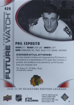 2020-21 SP Signature Edition Legends #429 Phil Esposito Back
