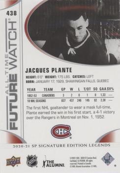 2020-21 SP Signature Edition Legends #438 Jacques Plante Back