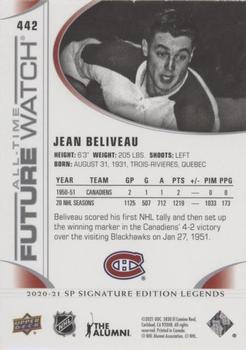 2020-21 SP Signature Edition Legends #442 Jean Beliveau Back