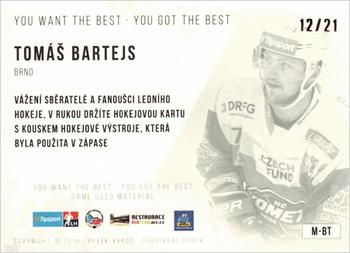 2018-19 OFS Classic Série II - You Want the Best You Got the Best Memorabilia Update #M-BT Tomas Bartejs Back