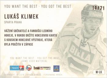 2018-19 OFS Classic Série II - You Want the Best You Got the Best Memorabilia Update #M-LK Lukas Klimek Back