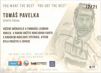 2018-19 OFS Classic Série II - You Want the Best You Got the Best Memorabilia Update #M-PT Tomas Pavelka Back