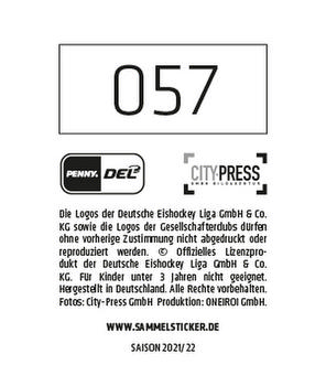 2021-22 Playercards Stickers (DEL) #57 Maximilian Menner Back
