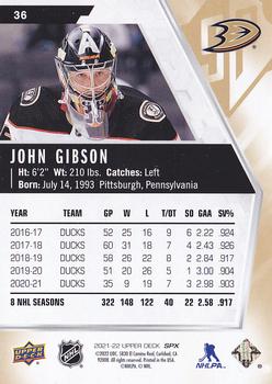2021-22 SPx #36 John Gibson Back