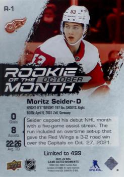 2021-22 Upper Deck Game Dated Moments - Rookie of the Month Achievements #R-1 Moritz Seider Back